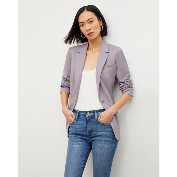 MM Lafleur The Yiyan Blazer Wool Twill Light Lilac Purple One Button Women 4 NEW - Picture 1 of 12